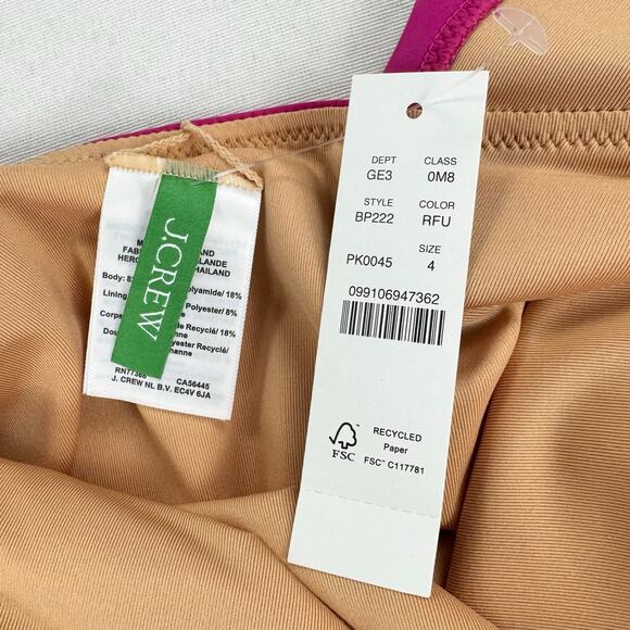 J Crew Womens Ruched Ruffle One Piece Swimsuit Size 4 Pink - Picture 3 of 14